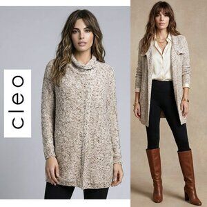 CLEO - Knitted wool blend wrap over tunic cardigan